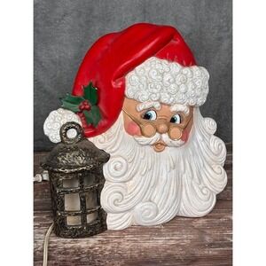 Vintage Light Up Santa Claus Head Lantern Christmas Decor